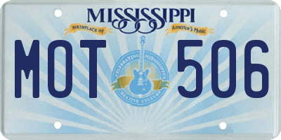 MS license plate MOT506