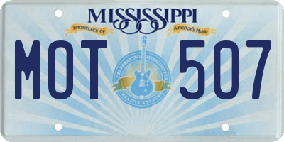 MS license plate MOT507