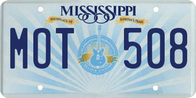 MS license plate MOT508
