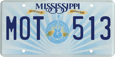 MS license plate MOT513