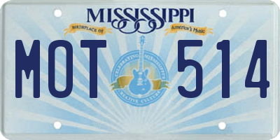 MS license plate MOT514