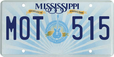 MS license plate MOT515