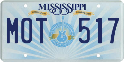 MS license plate MOT517