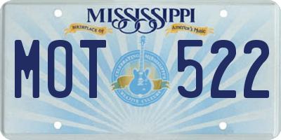 MS license plate MOT522