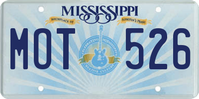 MS license plate MOT526
