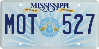 MS license plate MOT527