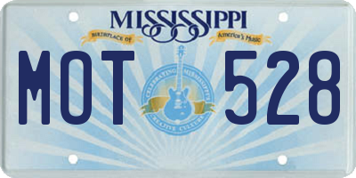 MS license plate MOT528