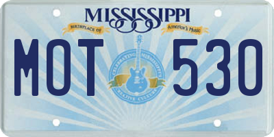 MS license plate MOT530