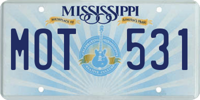 MS license plate MOT531
