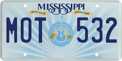 MS license plate MOT532