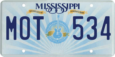 MS license plate MOT534