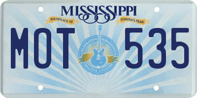 MS license plate MOT535