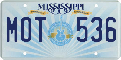 MS license plate MOT536