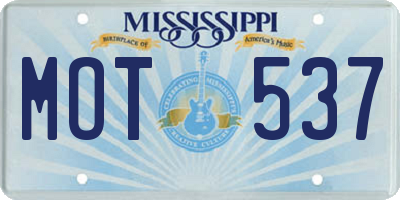 MS license plate MOT537