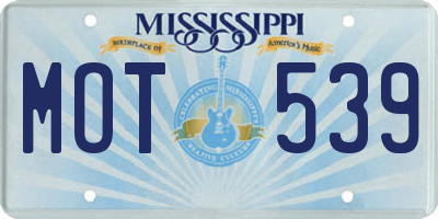 MS license plate MOT539