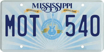 MS license plate MOT540