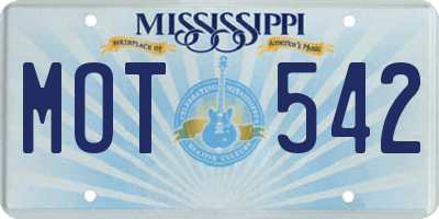 MS license plate MOT542