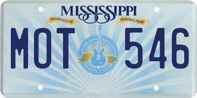 MS license plate MOT546