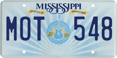 MS license plate MOT548
