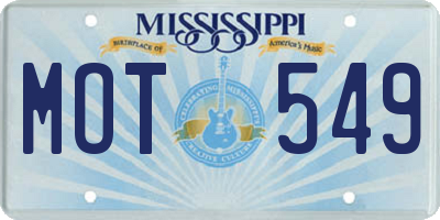 MS license plate MOT549