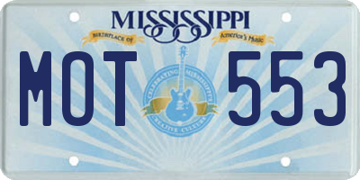 MS license plate MOT553