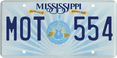MS license plate MOT554