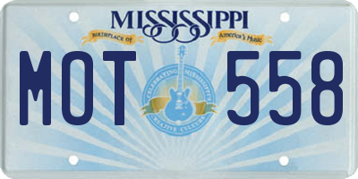 MS license plate MOT558