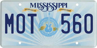 MS license plate MOT560