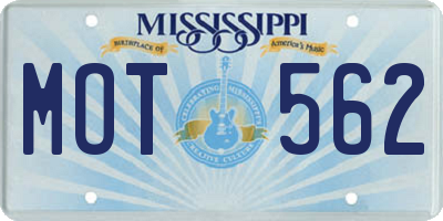 MS license plate MOT562