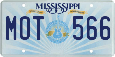 MS license plate MOT566