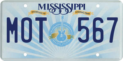 MS license plate MOT567