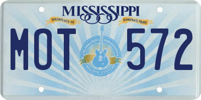 MS license plate MOT572
