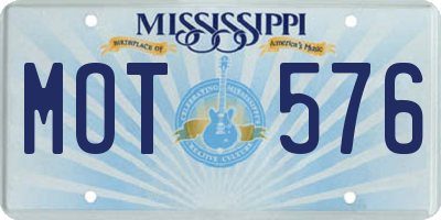 MS license plate MOT576