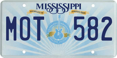 MS license plate MOT582