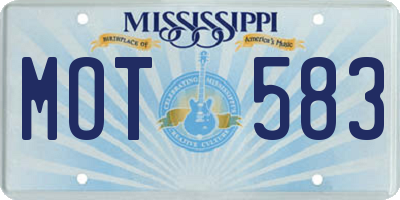 MS license plate MOT583