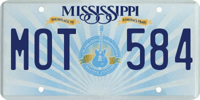MS license plate MOT584