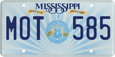 MS license plate MOT585
