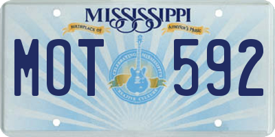 MS license plate MOT592