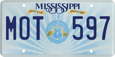 MS license plate MOT597