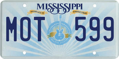 MS license plate MOT599