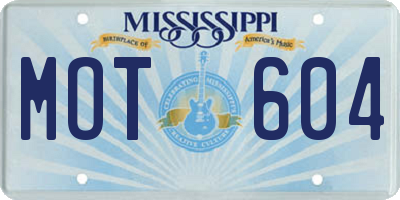 MS license plate MOT604