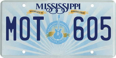 MS license plate MOT605