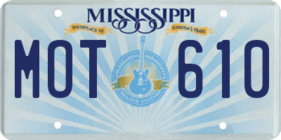 MS license plate MOT610