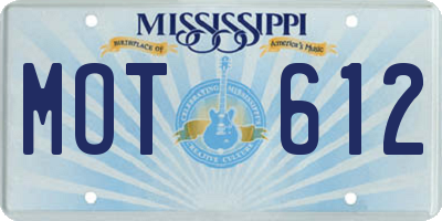 MS license plate MOT612