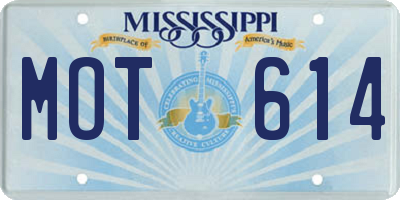 MS license plate MOT614
