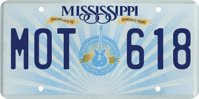 MS license plate MOT618
