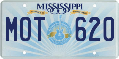 MS license plate MOT620