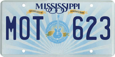 MS license plate MOT623