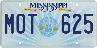 MS license plate MOT625