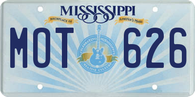 MS license plate MOT626